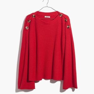 NWT Madewell Red Boatneck Pullover Chunky Sweater